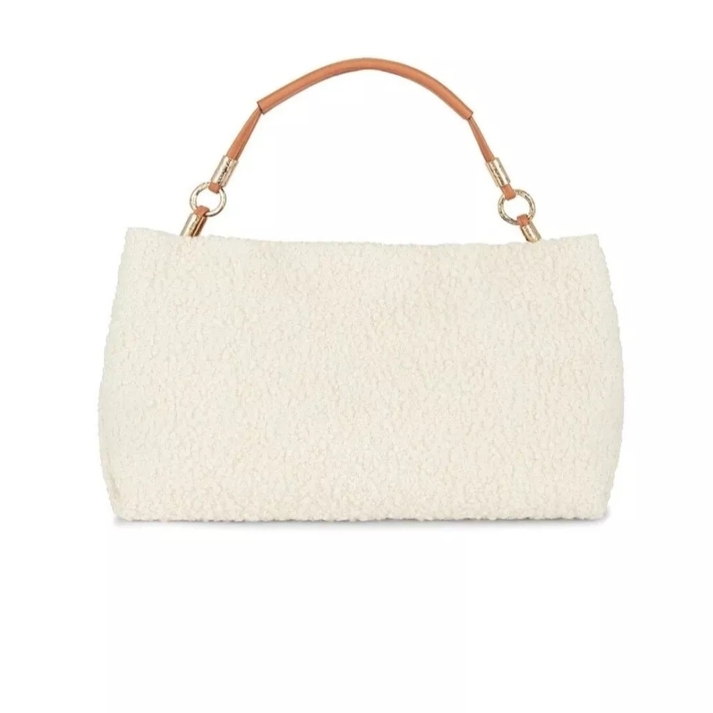 Ulla Johnson Cream Clutch with Tan Handle